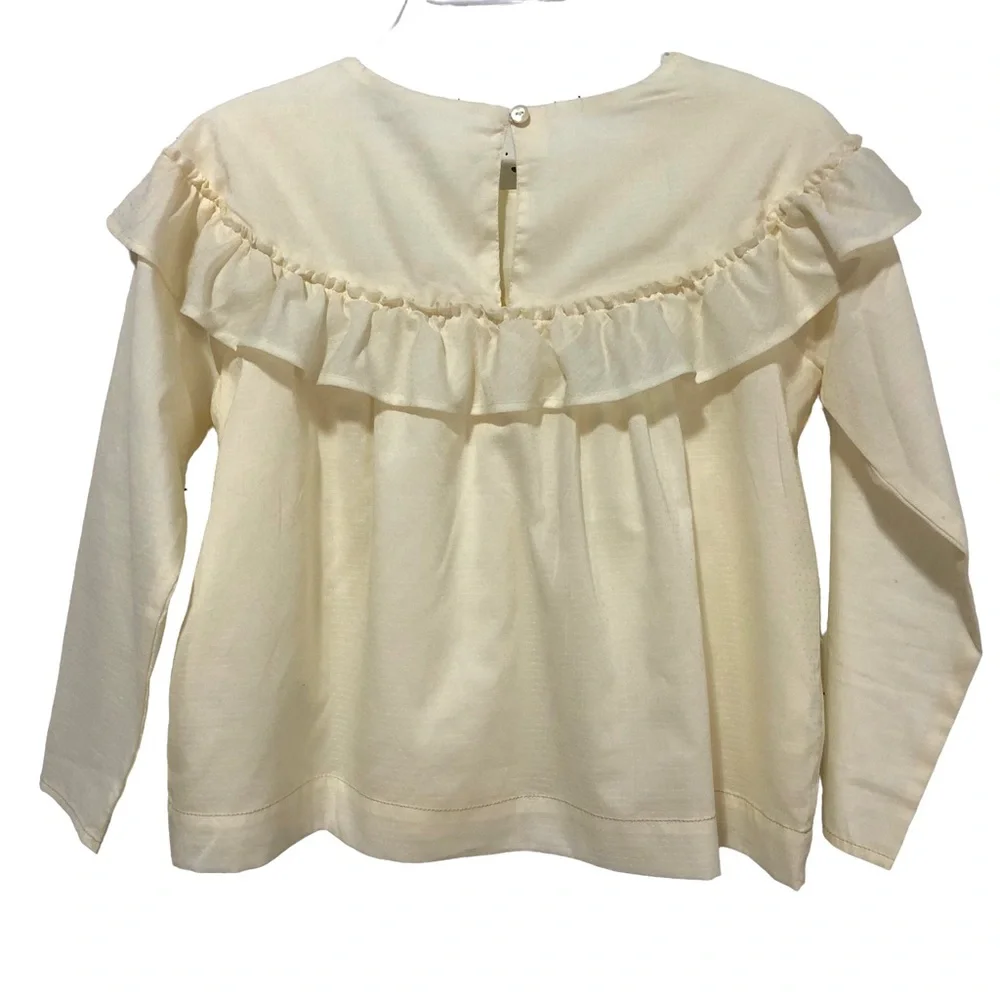GYMBOREE Top Peasant Blouse NEW Cream Size 7/8 Lined Cotton Long Sleeves